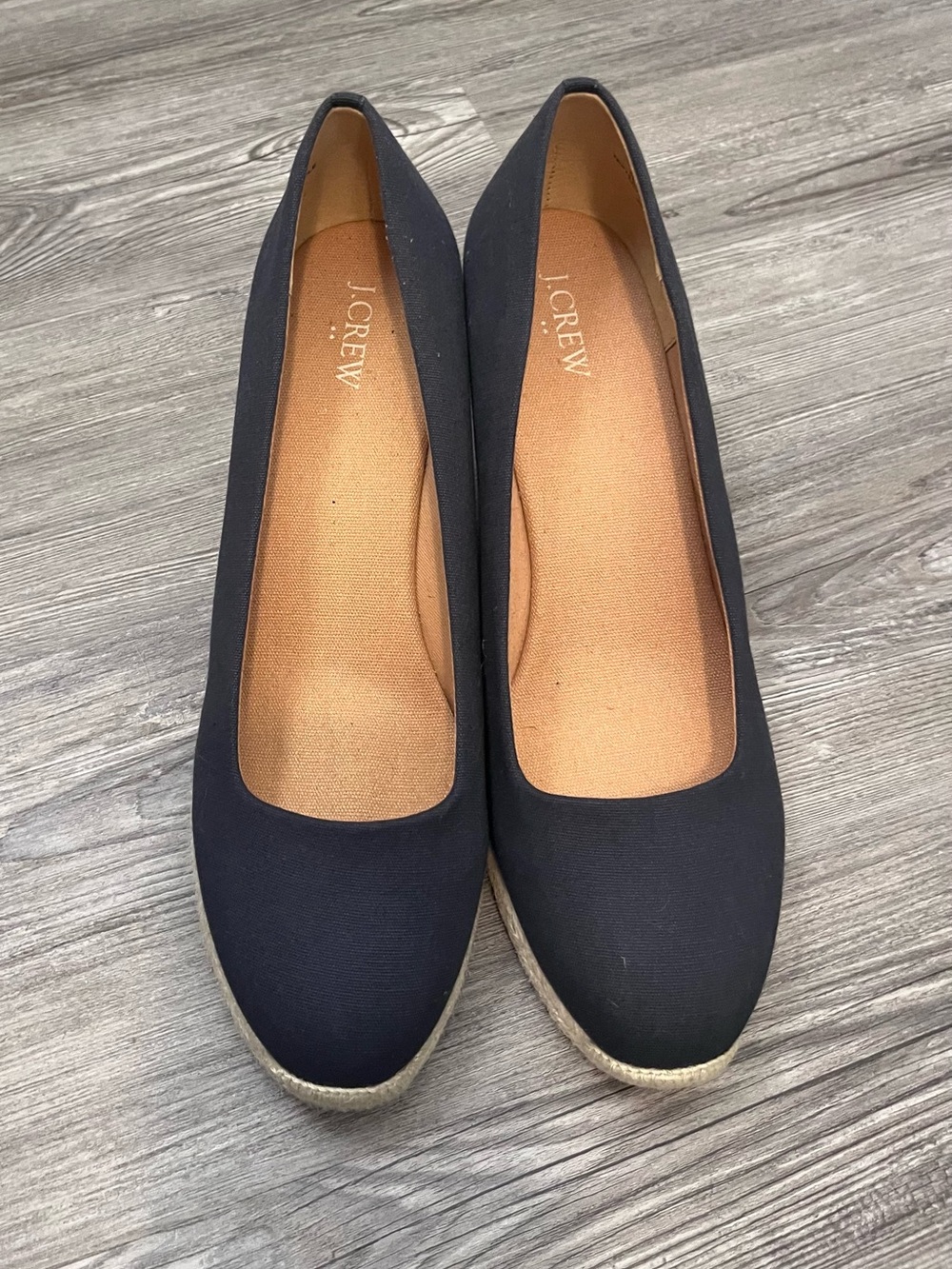 J. Crew Navy Canvas Espadrille wedges